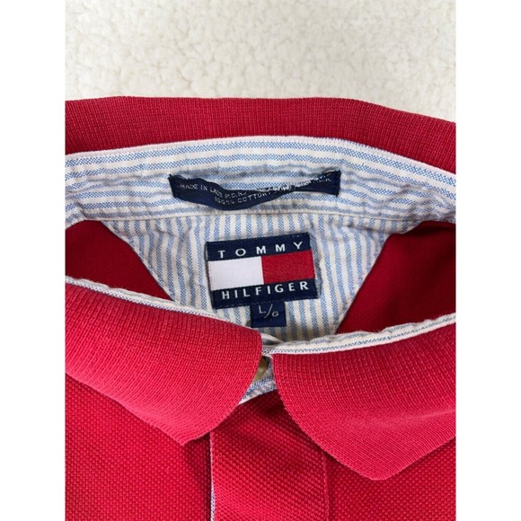 Tommy Hilfiger Men's Size Large Red Short Sleeve Collared Polo Shirt - Picture 2 of 9